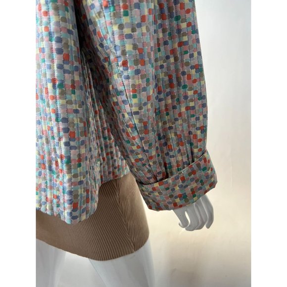 Kate Hill Plus Size Quilted Jacket Size 2X Multi Color Confetti Pattern Silk - Picture 15 of 16
